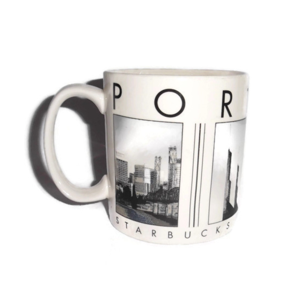 Starbucks Portland Mug Black White City 2005